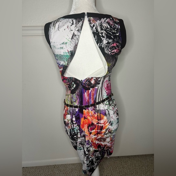 Cache Vintage Y2K Mixed Media Retro Sheath Dress Size 4 Floral Arsty - Picture 2 of 5